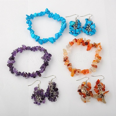 Gemstone Jewelry Sets: Earrings & Bracelets SJEW-JS00707-1