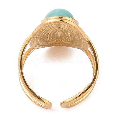 Oval Natural Amazonite Finger Rings RJEW-Z057-14G-04-1
