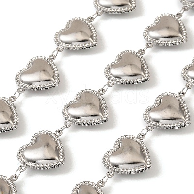 304 Stainless Steel Heart Link Chains CHS-G042-06P-1