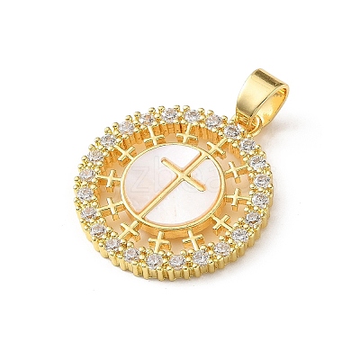 Brass Micro Pave Clear Cubic Zirconia Pendants SH-CBA03AF-14B-G-1