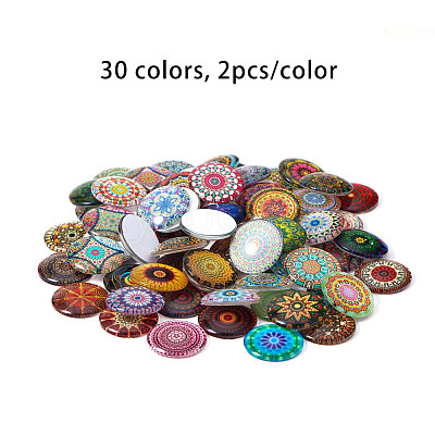 Printed Picture Glass Cabochons GGLA-PH0005-25mm-002-1