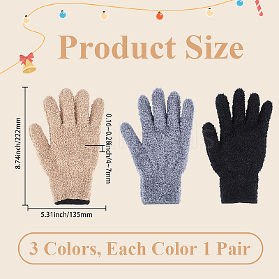6Pcs 3 Colors Superfine Fiber Dedusting Gloves AJEW-CY0002-61-1
