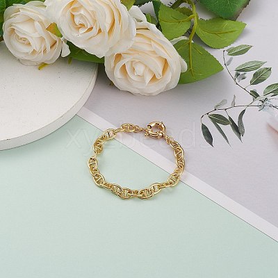 Brass Mariner Link Chain Bracelets BJEW-JB05816-1