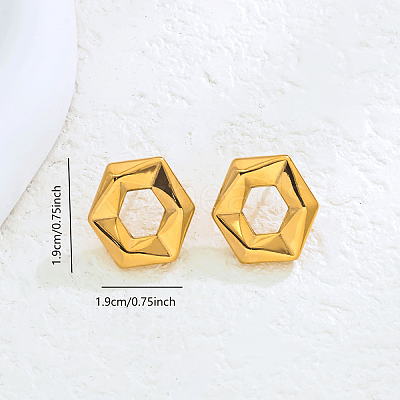 Stainless Steel Hollow Hexagon Stud Earrings FX5450-1