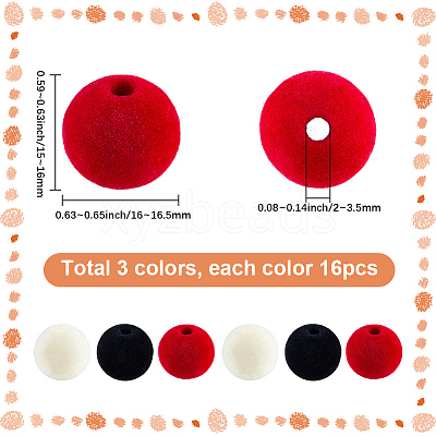 48Pcs 3 Colors Flocky Opaque Acrylic/Plastic Beads KY-SC0002-46-1