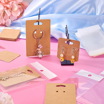 100Pcs 2 Styles Square Paper Earring Display Cards and Rectangle Keychain Display Cards CDIS-TA0001-49A-1
