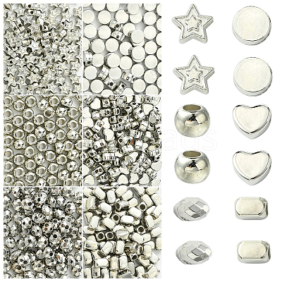 600Pcs 6 Styles CCB Plastic Beads Sets CCB-YW0001-48-1