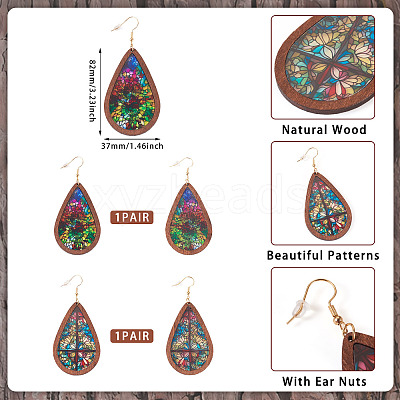 2Pairs 2 Colors Acrylic Dangle Earrings for Women EJEW-TA0001-53B-1