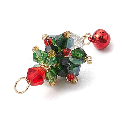 3Pcs 3 Colors Christmas Theme Glass Pendants PALLOY-JF02892-1
