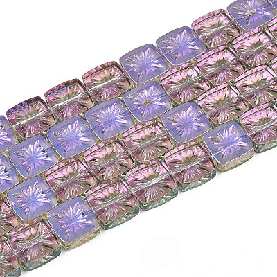 Electroplate Transparent Glass Beads Strands EGLA-N017-03F-1