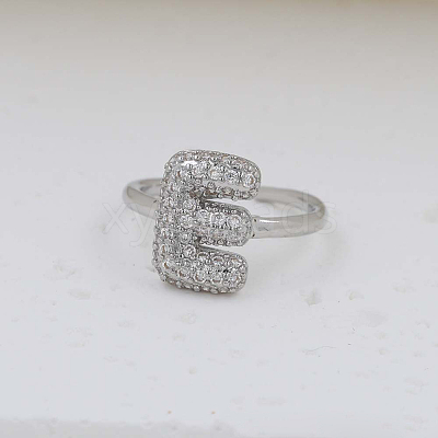 Brass Micro Pave Clear Cubic Zirconia Cuff Rings FS-WG17FF6-05-1