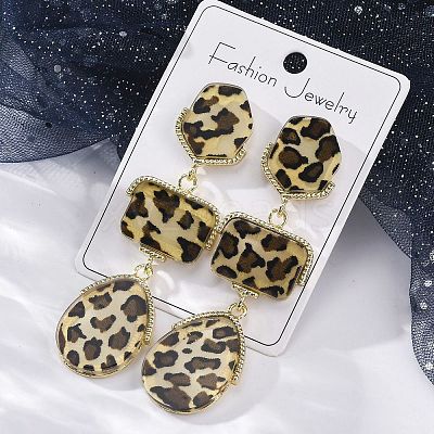 Alloy acrylic Dangle Stud Earrings EJEW-M075-01G-06-1