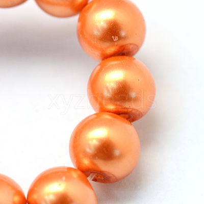 Baking Paint Pearlized Glass Pearl Round Bead Strands HY-Q330-8mm-36-1