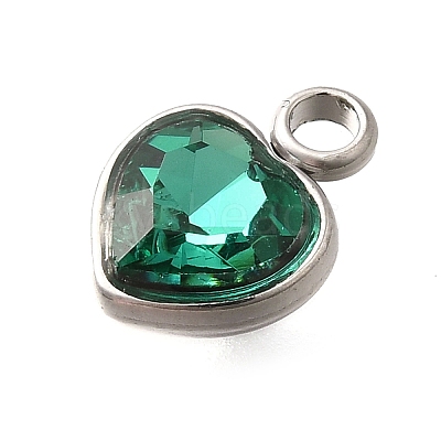 304 Stainless Steel with Rhinestone Pendants STAS-Q346-01P-08-1