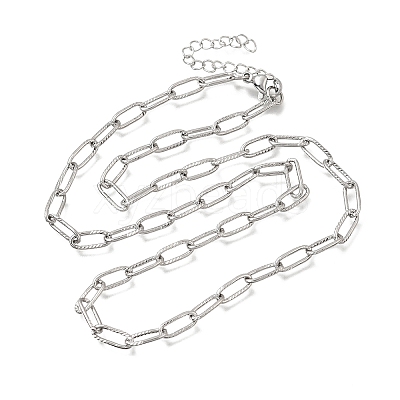 4MM 304 Stainless Steel Textured Paperclip Chain Necklaces for Man and Women SA-CBAB767-10P-1