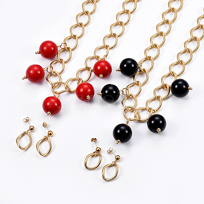 (Jewelry Parties Factory Sale)304 Stainless Steel Stud Earrings & Necklace Jewelry Sets SJEW-L133-08G-1