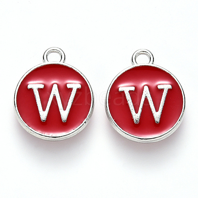 Platinum Plated Alloy Enamel Charms ENAM-S118-03W-P-1