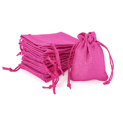 20Pcs Rectangle Polyester Imitation Burlap Packing Pouches Drawstring Bags ABAG-TA0001-95E-1