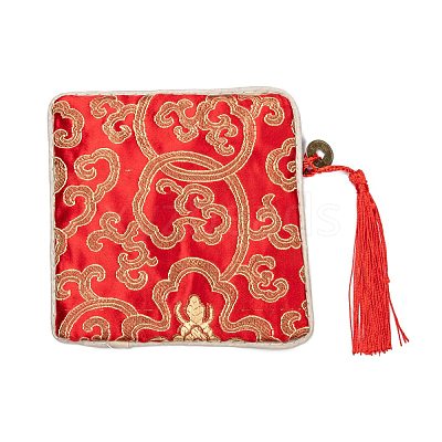Chinese Brocade Tassel Zipper Jewelry Bag Gift Pouch ABAG-F005-12-1