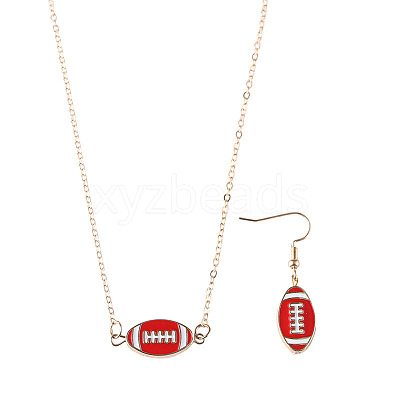 Rugby Zinc Alloy Enamel Pendant Necklaces & Dangle Earrings Sets FS-WGFCE0C-01-1
