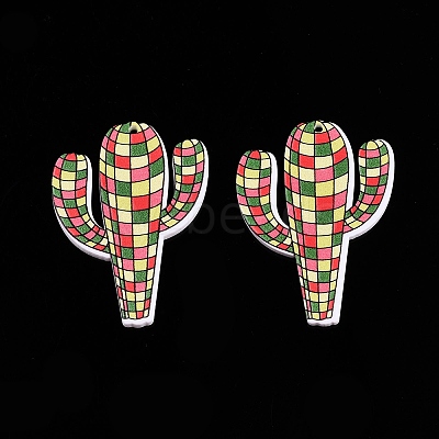 Printed Tartan Acrylic Pendants OACR-T028-04A-1