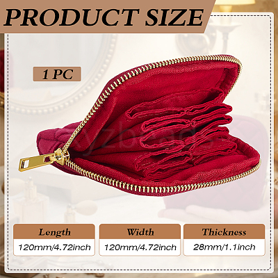 Rhombus Textured Velvet Jewelry Storage Zipper Pouches for Earrings Rings Bracelets Necklaces ABAG-WH0085-012B-1