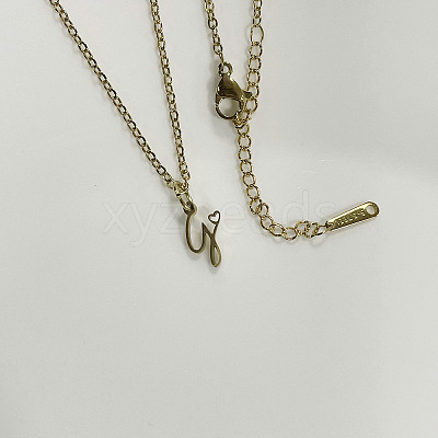 304 Stainless Steel Letter Pendant Necklaces NJEW-WH0027-04G-G-NR-1