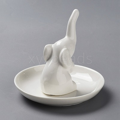 Elephant Shape Porcelain Jewelry Plate DJEW-WH0015-29-1