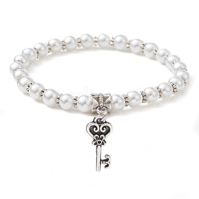 Glass Pearl Beaded Stretch Bracelets BJEW-JB09696-02-1