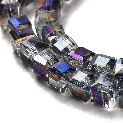 Electroplate Glass Beads Strands X-EGLA-D018-4x4mm-18-1