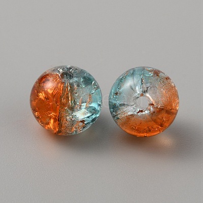 Two Tone Transparent Crackle Glass Beads GLAA-WH0038-15A-1