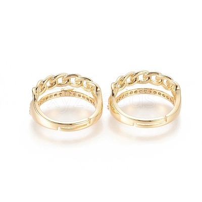 Adjustable Brass Micro Pave Clear Cubic Zirconia Rings RJEW-F101-10G-1