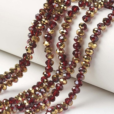 Electroplate Transparent Glass Beads Strands EGLA-A034-T6mm-O07-1