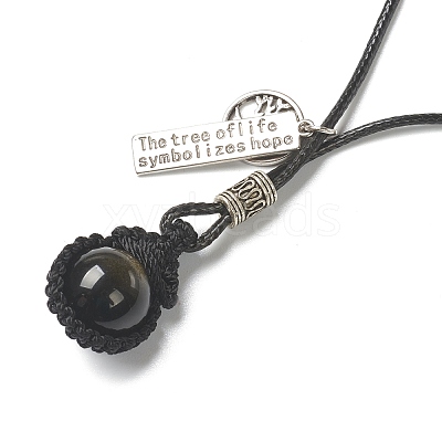 Adjustable Natural Gemstone Pendant Necklaces G-P445-A-1