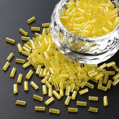 Transparent Colours Luster Glass Bugle Beads SEED-N005-001-A12-1