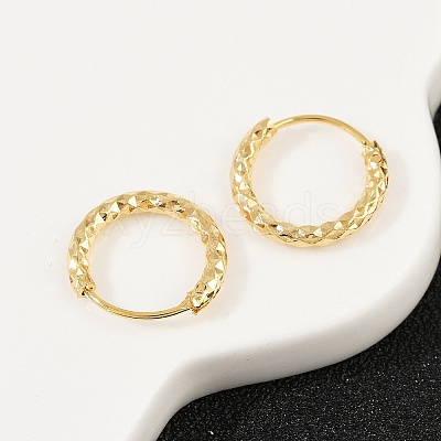 Brass Textured Hoop Earrings EJEW-F378-03A-G-1