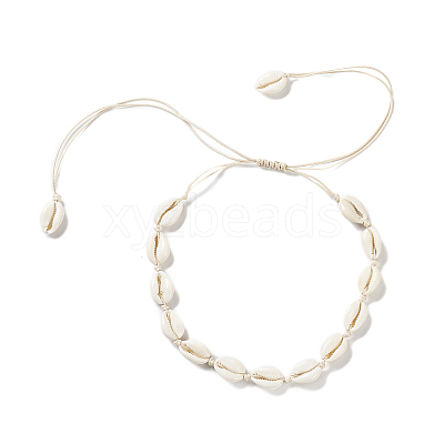 Natural Shell Beaded Necklace NJEW-E094-01B-1