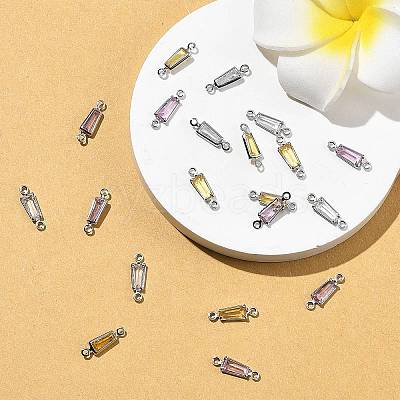 SHEGRACE Brass Pave Cubic Zirconia Trapezoid Connector Charms XGRQ2O597-444P-1