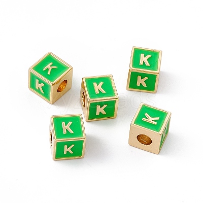 Rack Plating Brass Enamel Beads KK-B060-04G-02K-1