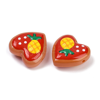 Handmade Heart Lampwork Beads Strands LAMP-P069-04A-06-1