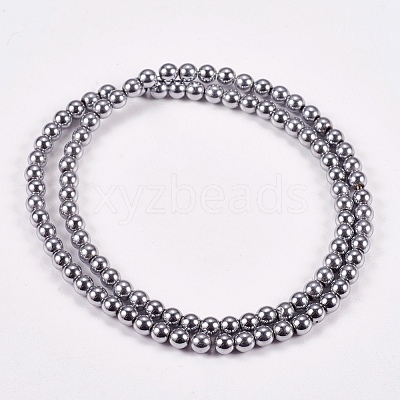 Electroplate Non-magnetic Synthetic Hematite Beads Strands G-J169A-4mm-02-1