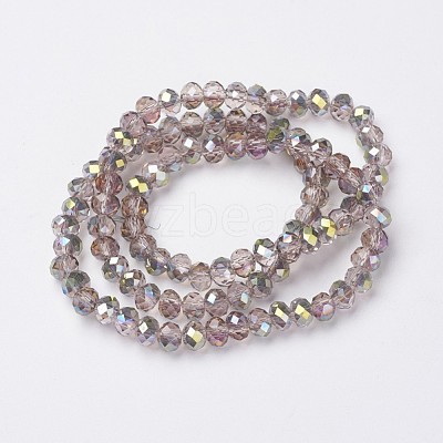 Electroplate Transparent Glass Beads Strands X-EGLA-A034-T4mm-S19-1
