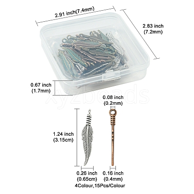 60Pcs 4 Colors Tibetan Style Alloy Pendants TIBEP-FS0001-18-1