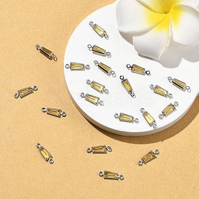 SHEGRACE Brass Pave Cubic Zirconia Trapezoid Connector Charms XGRQ2O984-444C-P-1