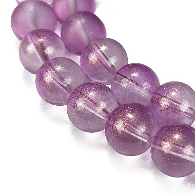 Frosted Transparent Glass Bead Strands GLAA-P065-10mm-07-1