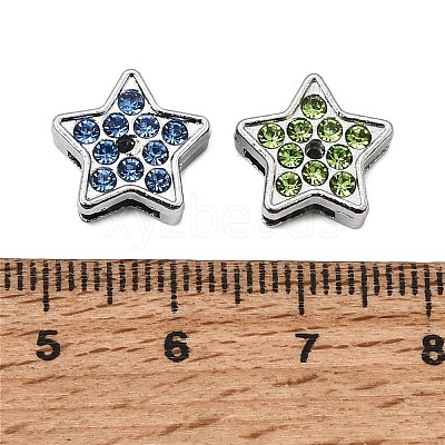 Alloy with Rhinestone Slide Charms RB-NH0002-05P-1