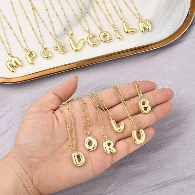 1Pc Initial Letter Brass Pendant Necklaces NJEW-YW0001-24D-1