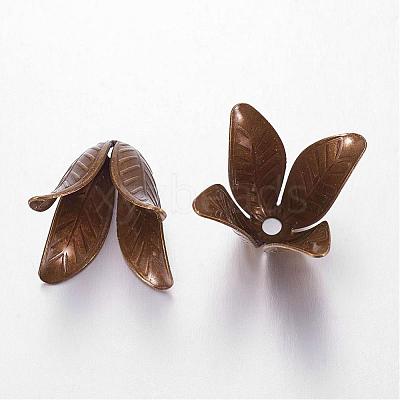 4-Petal Brass Flower Bead Caps KK-M010-02AB-NR-1