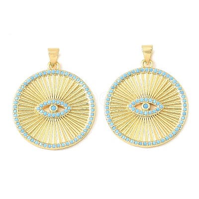 Brass Micro Pave Sky Blue Cubic Zirconia Pendants CU-CBA6938-06G-02-1