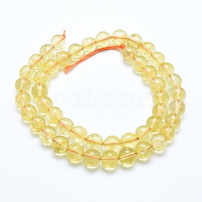 Natural Citrine Beads Strands X-G-E483-12-6mm-1